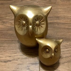 set of 2 decorative owl statues